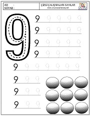 okul öncesi 1 sayısı çizgi çalışması